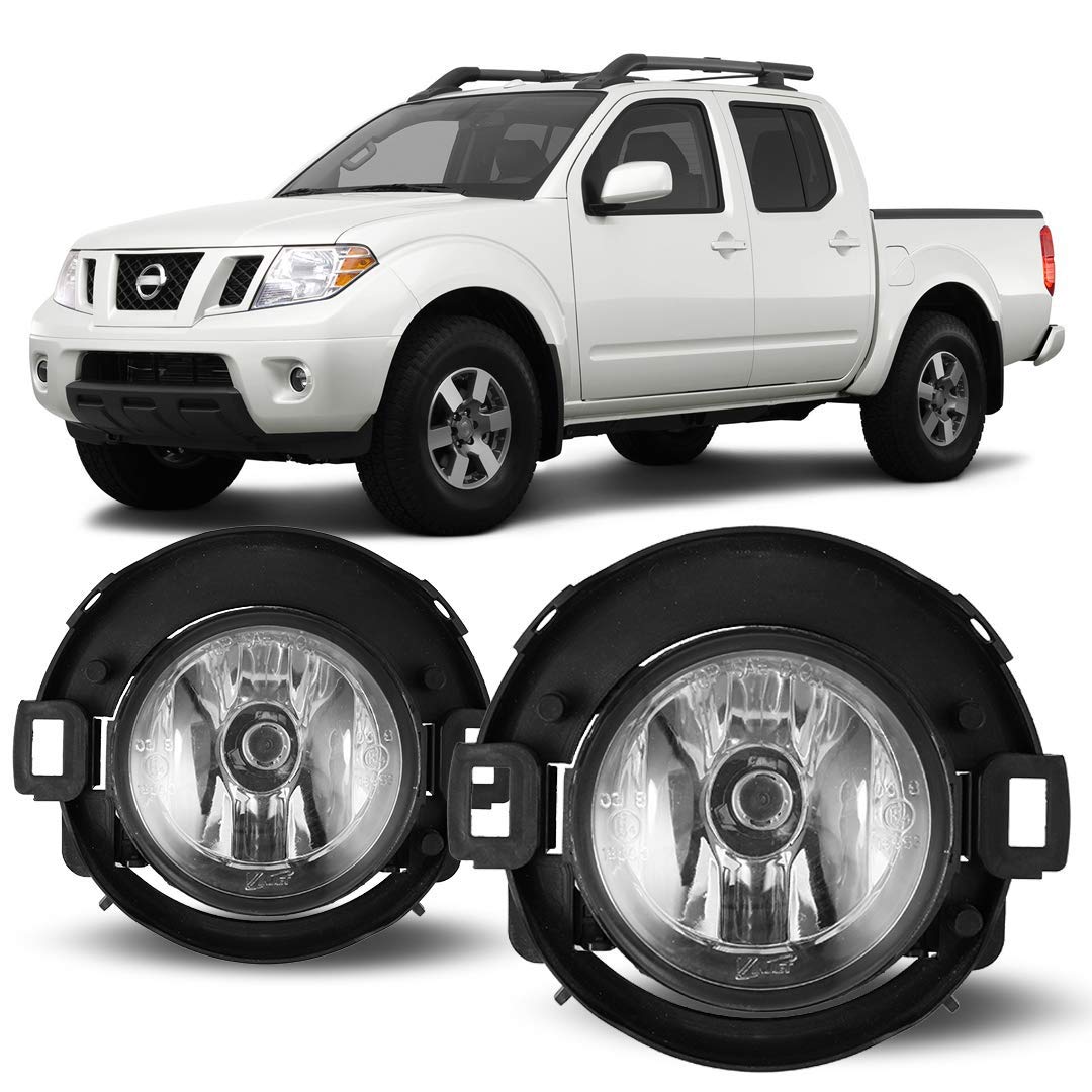 OEM Series Winjet Fog Lights for [2005-2015 Nissan Xterra] [2010-2017 Frontier][2018 2019 Nissan Frontier] with H11 12V 55W Halogen Bulbs Fog Lamps Replacement w/Wiring and Switch Kit Clear Lens