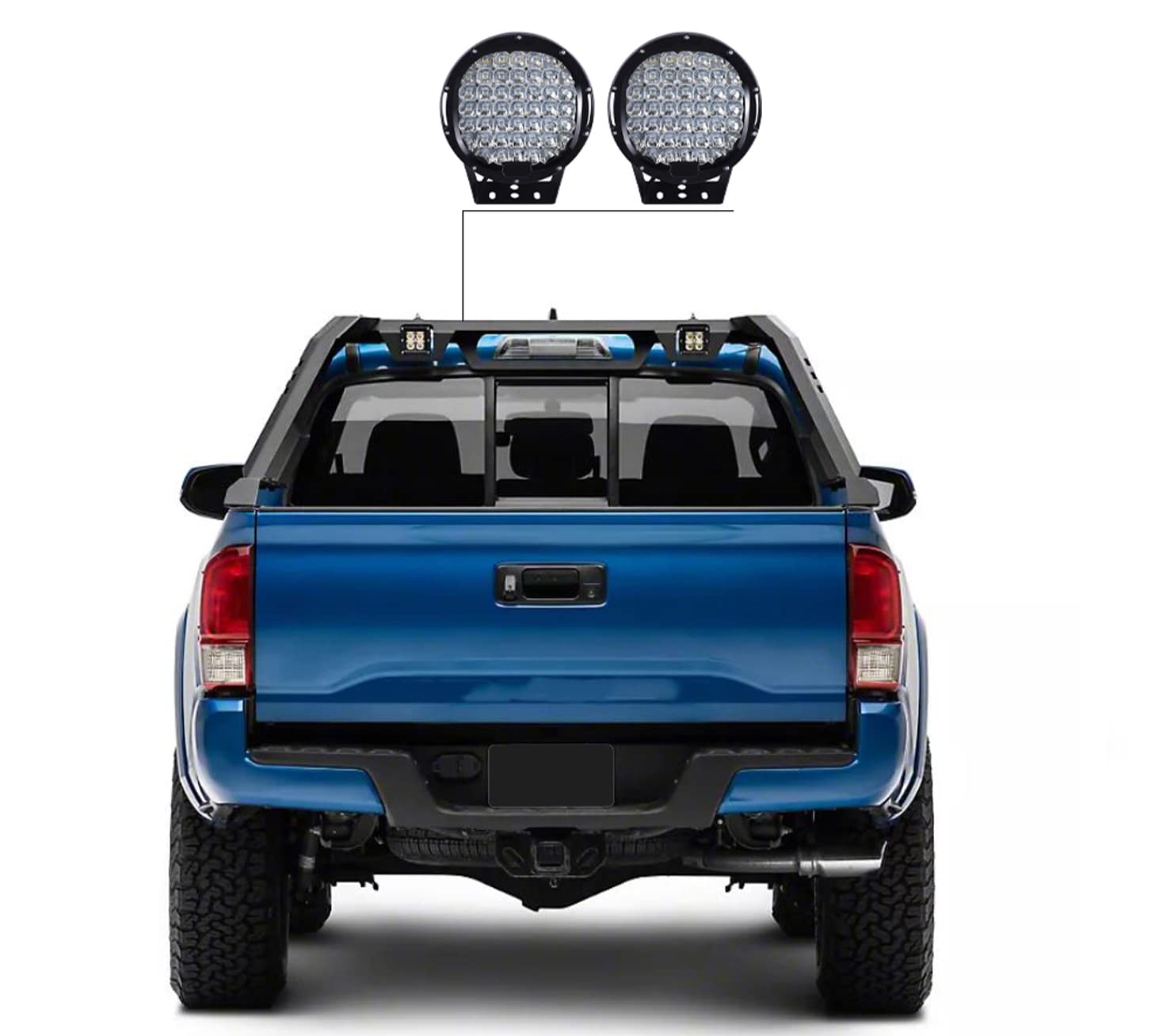Off Road Black Horse Vigor Roll Bar Kit Modular Black Compatible with Toyota Tacoma 2005-2023-VIRB06B-PL69B
