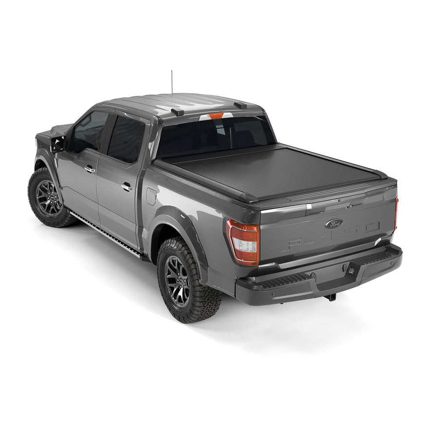 TrailFX Hard Tonneau Cover TFX6007 Retractable Fits 2022-2025 Toyota Tundra 5.5 Foot Bed Manual Retractable with Key Lock Black Matte Powder Coated Aluminum T-Slot Rails Clamp-On Installation