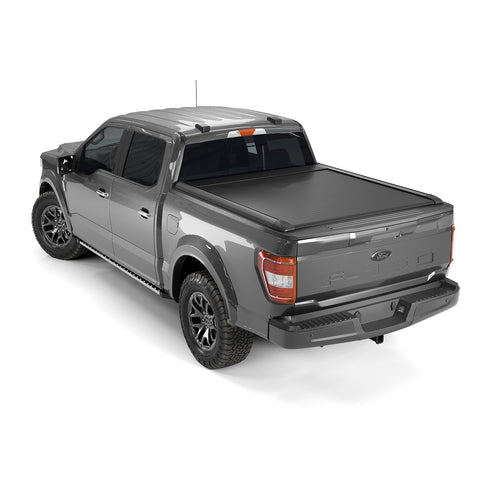 TrailFX Hard Tonneau Cover TFX6007 Retractable Fits 2022-2025 Toyota Tundra 5.5 Foot Bed Manual Retractable with Key Lock Black Matte Powder Coated Aluminum T-Slot Rails Clamp-On Installation