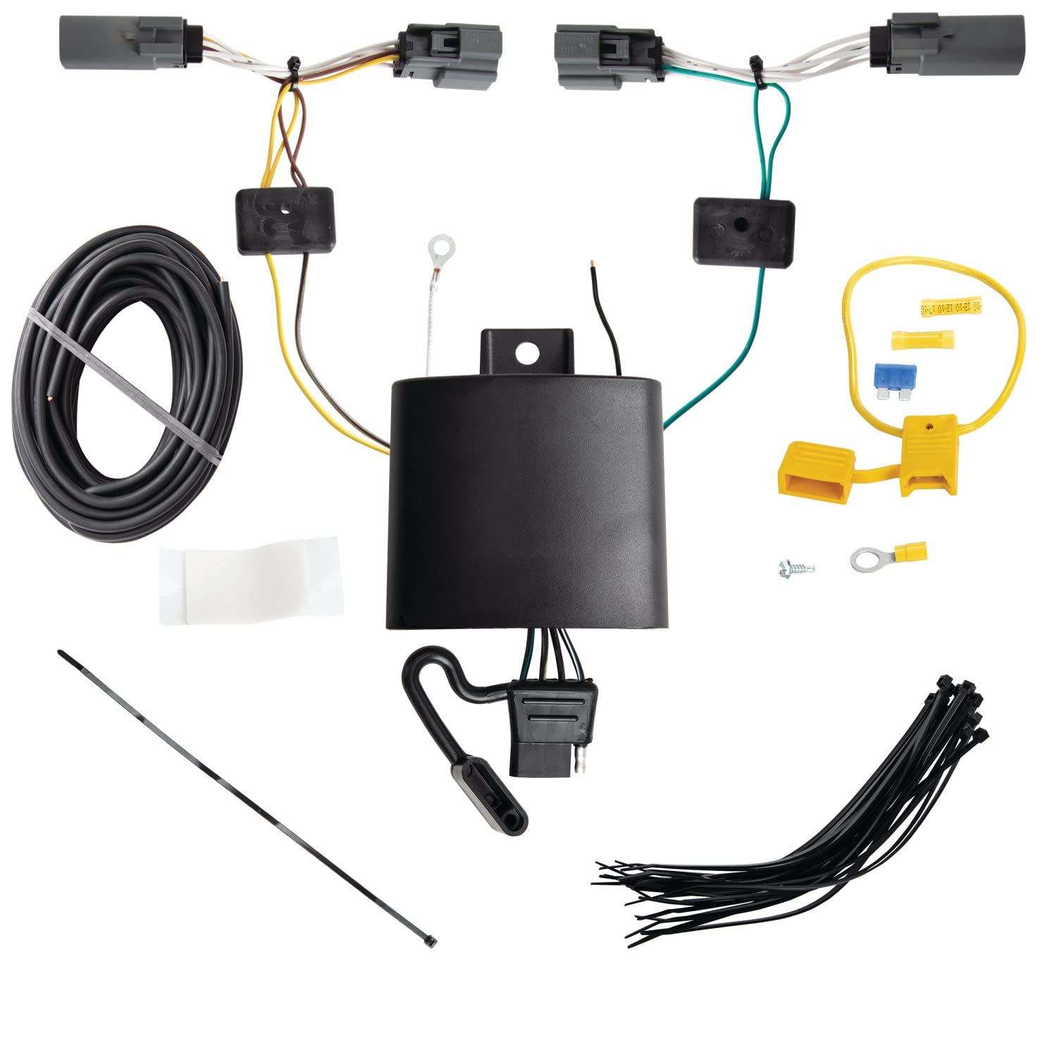 T-One Tow Connector Harness Assembly TEKONSHA 118866, 4-Way Flat, w/Circut Protected Modulite HD Module, Black, Compatible with 2022 Ford Maverick