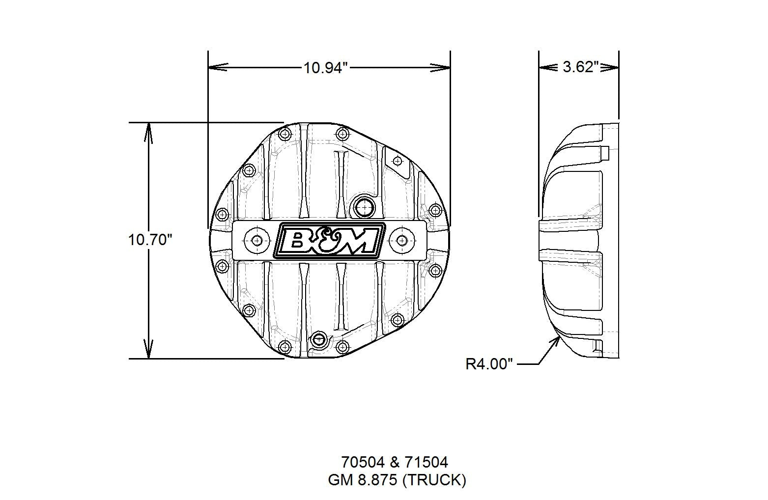 Hi-Tek B&M 71504 Aluminum Differential Cover - Black