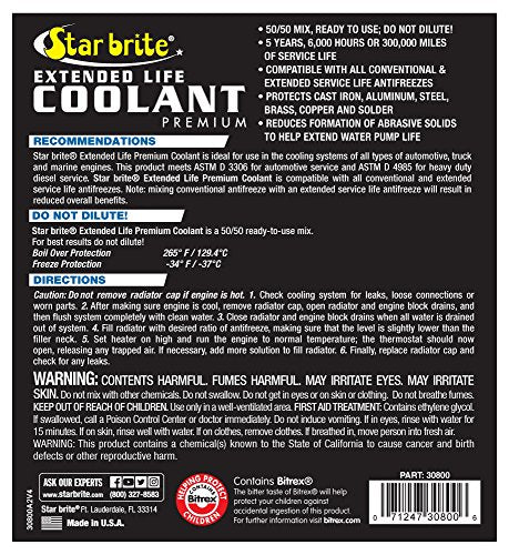 50/50 STAR BRITE Ready-to-Use 150000 Mile Antifreeze Coolant, 128 fl. oz./1 gal