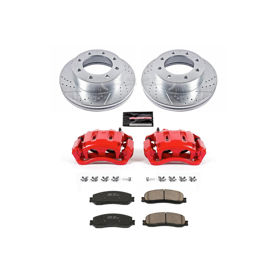 Power Stop Z23 Evolution Front Brake Caliper Kit KC6545A - Brake Rotors, Carbon-Fiber Ceramic Brake Pads, Brake Calipers For Ford F-350 Super Duty 2012 [Model Specific]