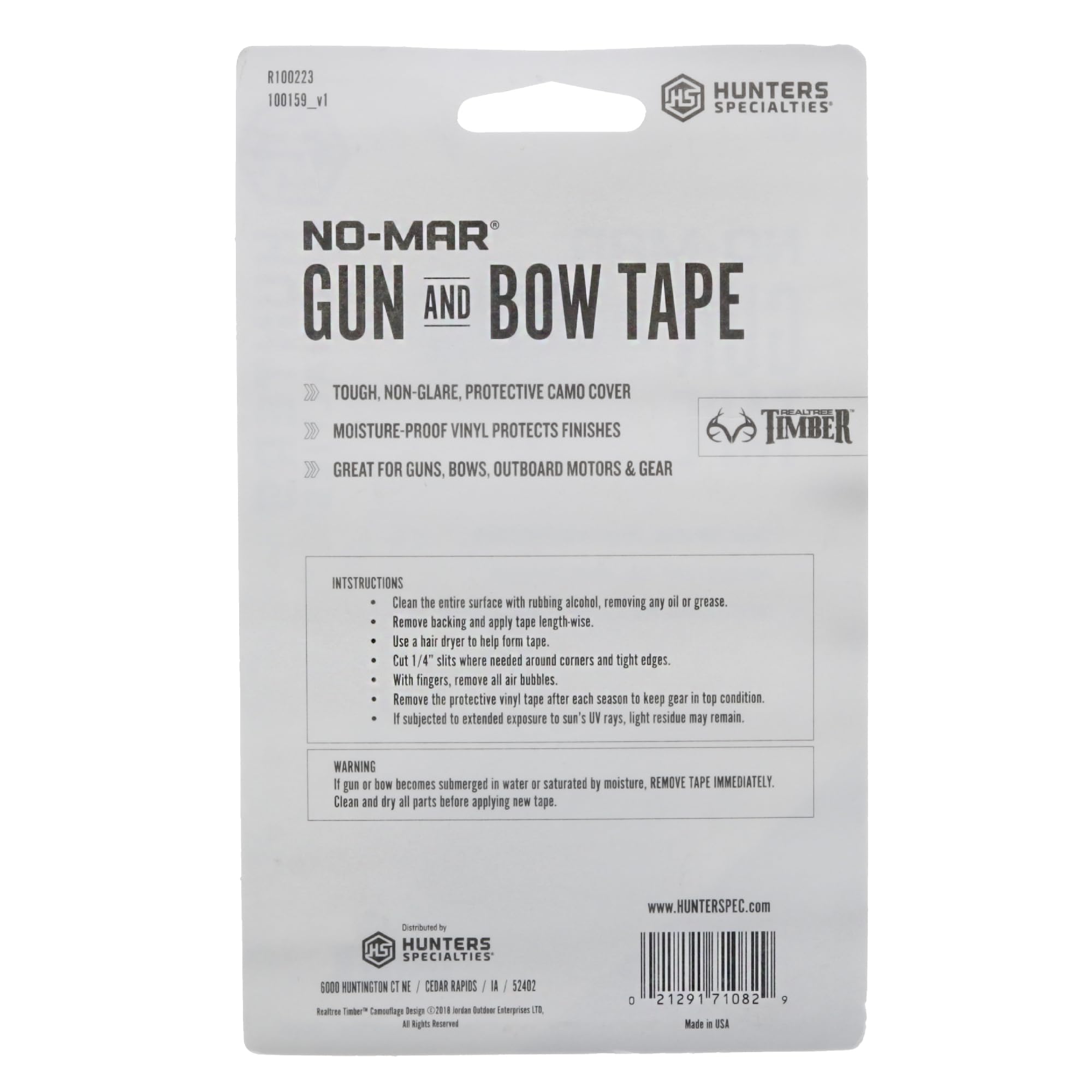 Hunters Specialties No-Mar Tape Gun & Bow Non-Reflective Waterproof Vinyl Camouflage Roll for Covering Guns, Bows, Cameras, Hunting Accessories, 2 in x 10 ft - Timber