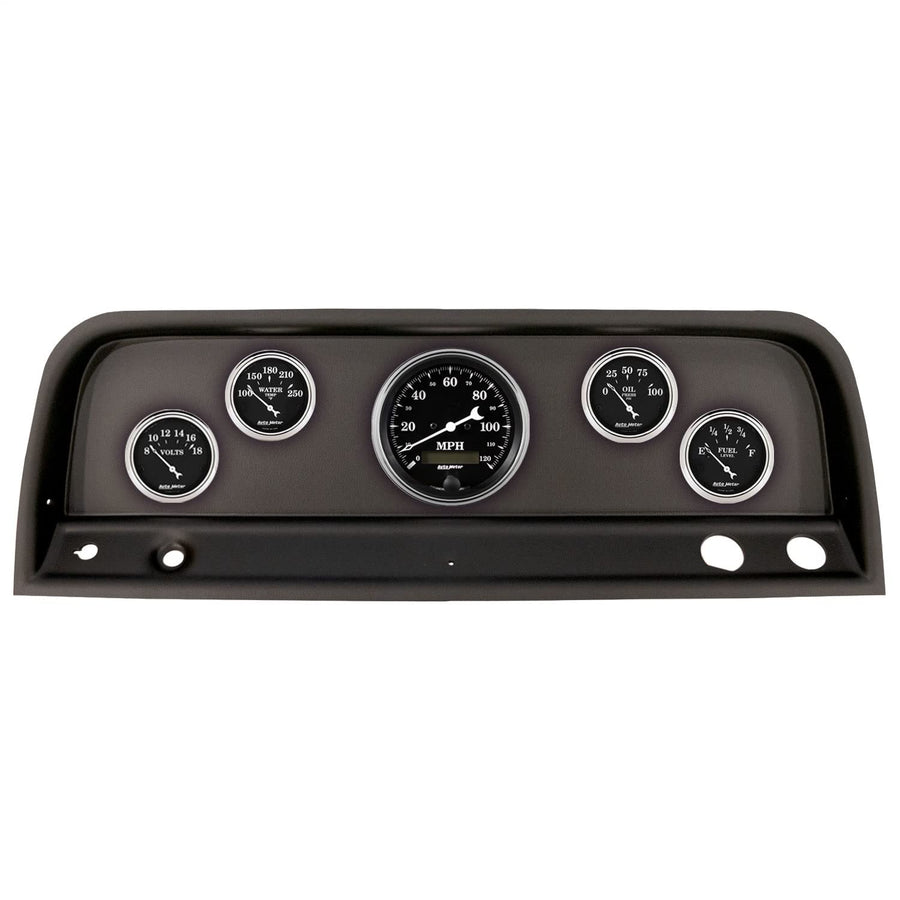 AutoMeter Dash Kit Direct Fit, (3 3/8" X1, 2 1/16" X4), Chevrolet Truck 64-66, Old TYME Black (2109-07)
