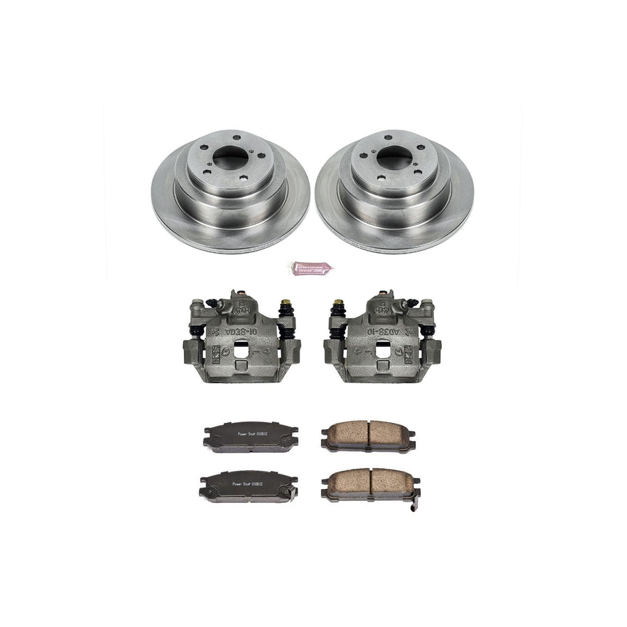 Power Stop KCOE448 Replacement Autospeciality Rear Caliper Kit- OE Rotors, Ceramic Brake Pads, Calipers For Subaru Impreza 1998 [Model Specific]