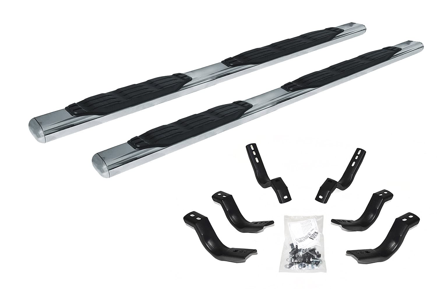 5" Oval Go Rhino 1000 Series Sidesteps & Brackets | Stainless Steel, Polished Stainless Steel | 105443280PS | Fits 2024 Toyota Tacoma Double Cab