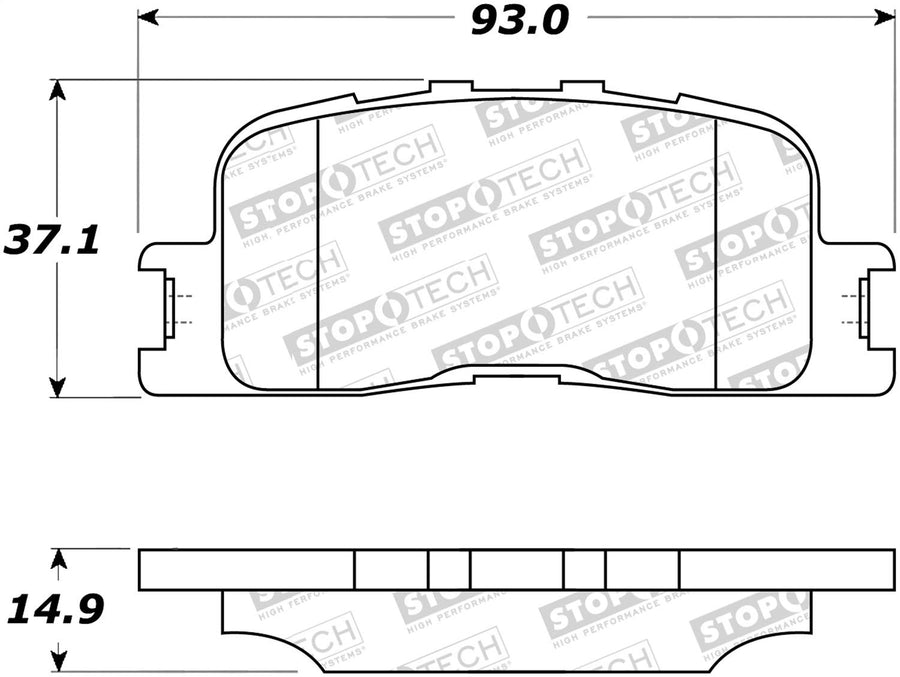 Rear StopTech 308.08851 Brake Pads with Shims and Hardware Street