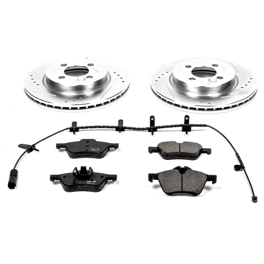 Power Stop K5780 Front Brake Pads Z23 Carbon Fiber with Drilled & Slotted Brake Rotors Kit For Mini Cooper 2007-2008 [Model Specific]