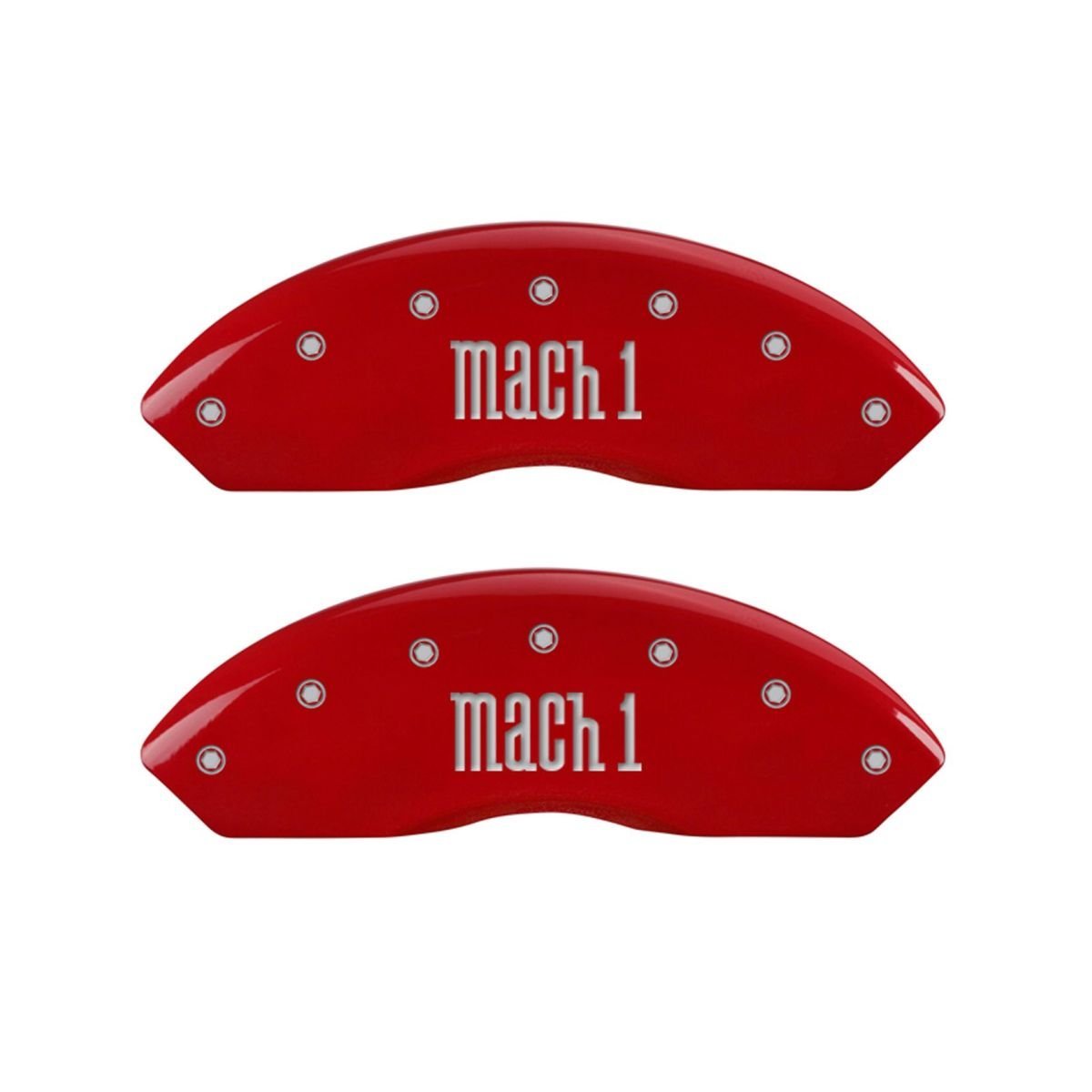 MGP Caliper Covers Mach 1 Red 10017SMCHRD - Engraved Front & Rear44; Set of 4
