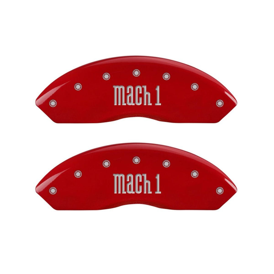 MGP Caliper Covers Mach 1 Red 10017SMCHRD - Engraved Front & Rear44; Set of 4
