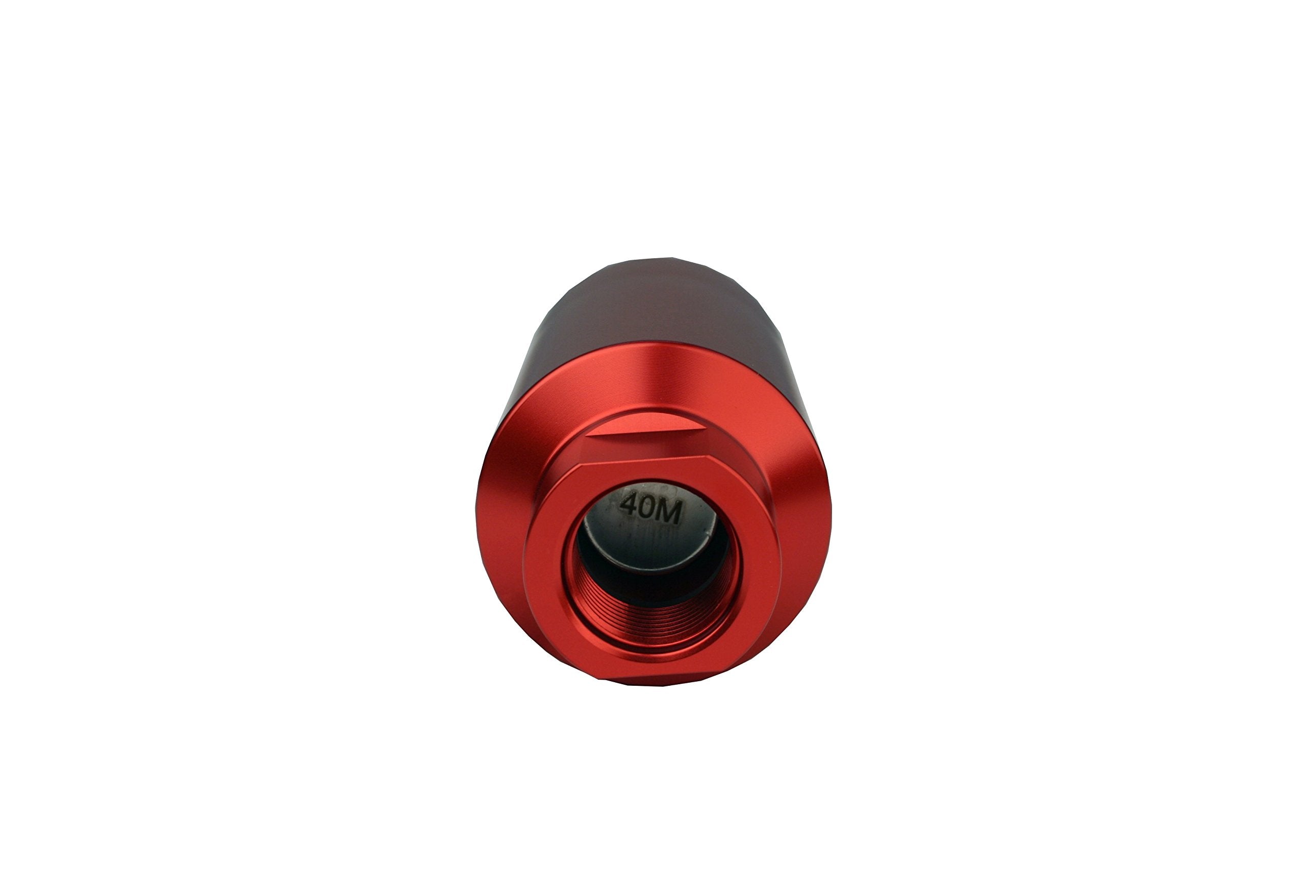 In-Line Aeromotive 12335 Filter, 40-Micron Stainless Mesh Element, ORB-10 Port, Bright-Dip Red, 2" OD