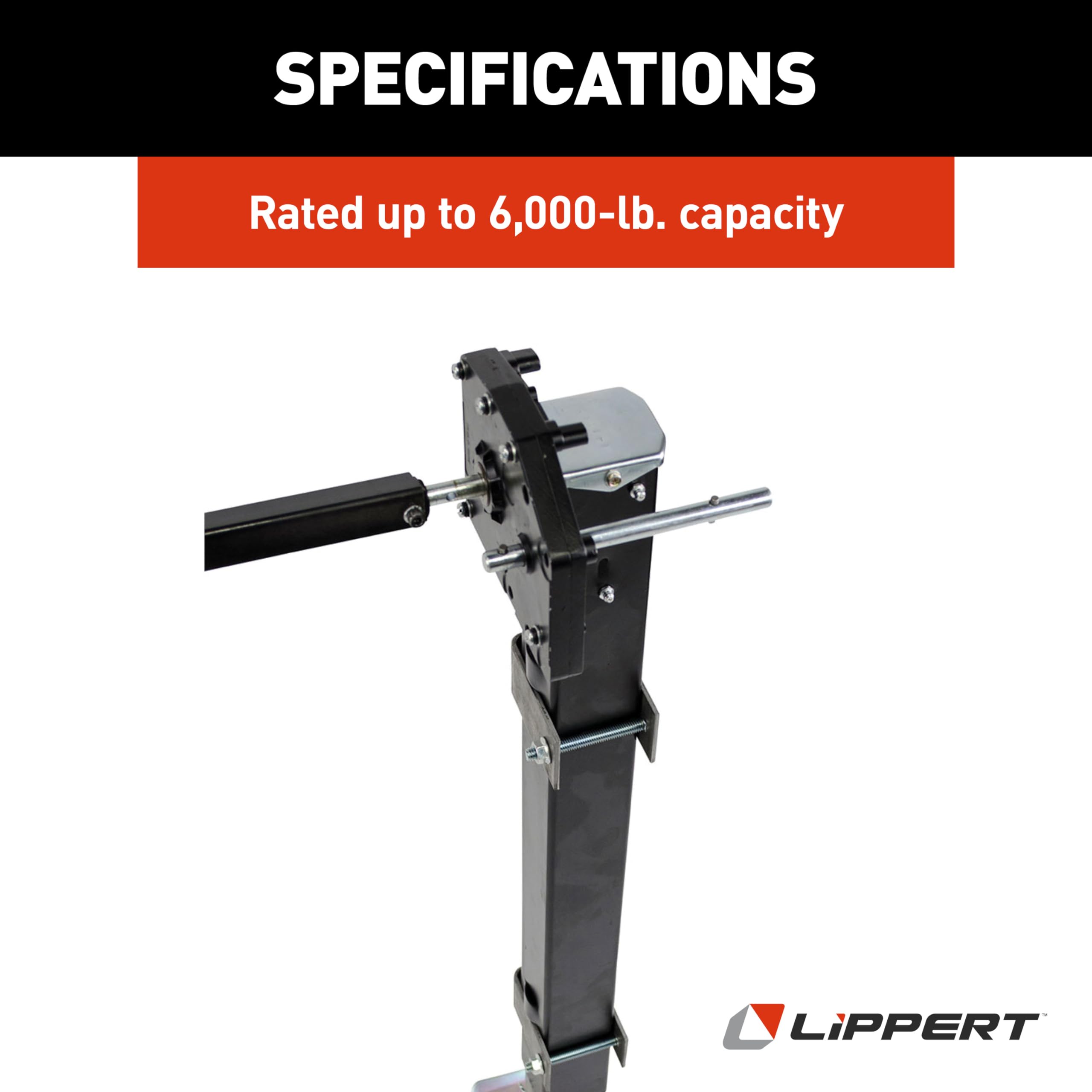 Lippert Universal-Mount Replacement Manual 5th Wheel Landing Gear Kit - 6,000-Pound Capacity, 21" Stroke, Includes Legs, Foot Pads, Pins, Gears, Mounting Brackets, Crank Handle - 333966