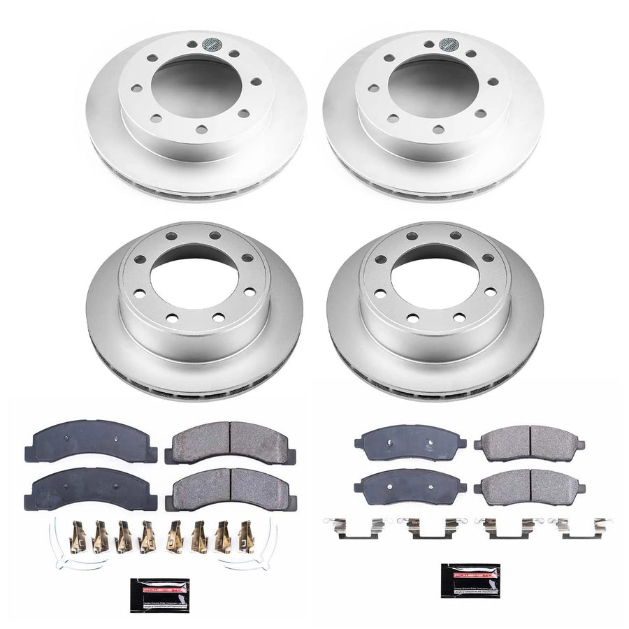 Power Stop Front and Rear CRK1887 Coated Brake Rotors and Z17 Ceramic Brake Pads Kit For Chevrolet Spark 2016-2022 [Vehicle Specific]