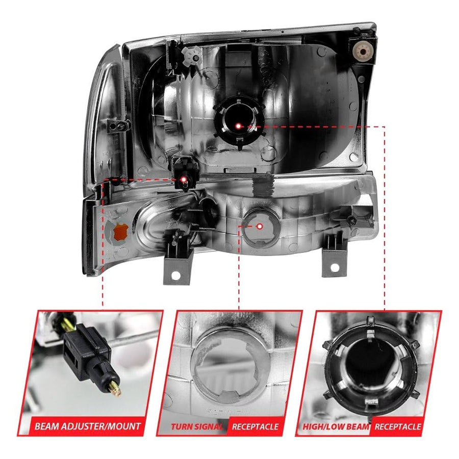 111458 Anzo, Usa Projector Headlamps Fits Ford E-450 Super Duty