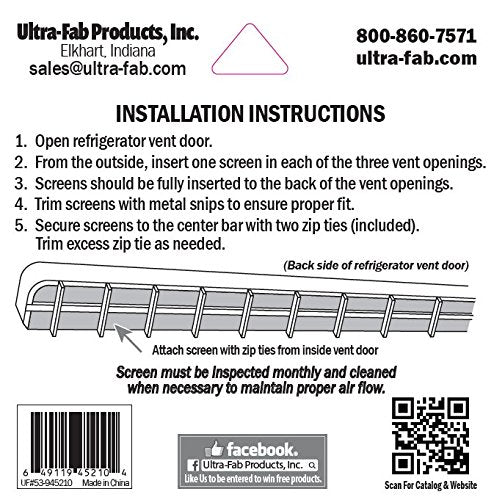 Bug Stopper Ultra-Fab Screen for RV Refrigerator Outside Vents 53-945210