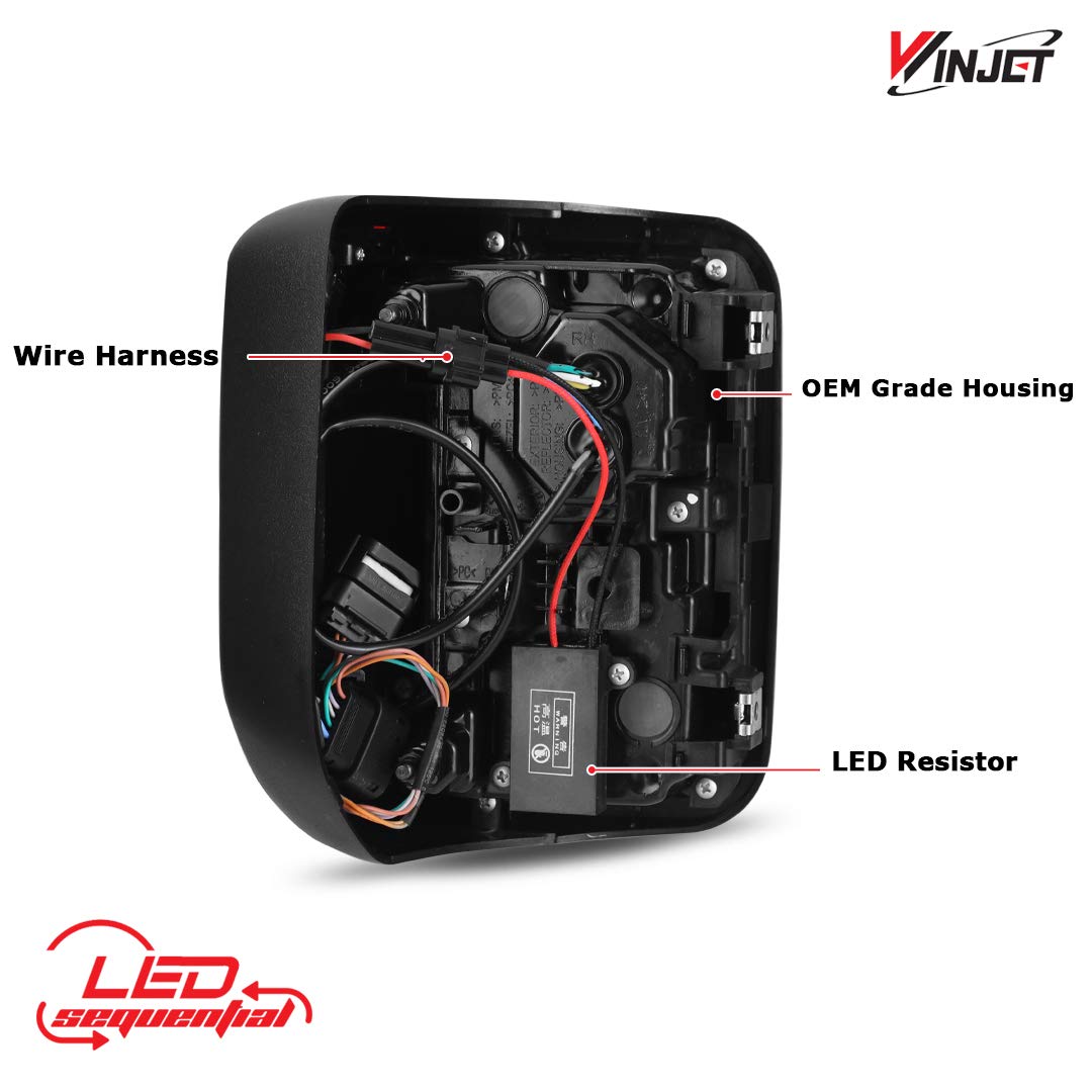Taillights Winjet Compatible with [2019 2020 2021 2022 2023 2024 2025 2026 Jeep Gladiator JT] LED Sequential Tail Lights Rear Lamps (Glossy Black Housing Clear Lens)