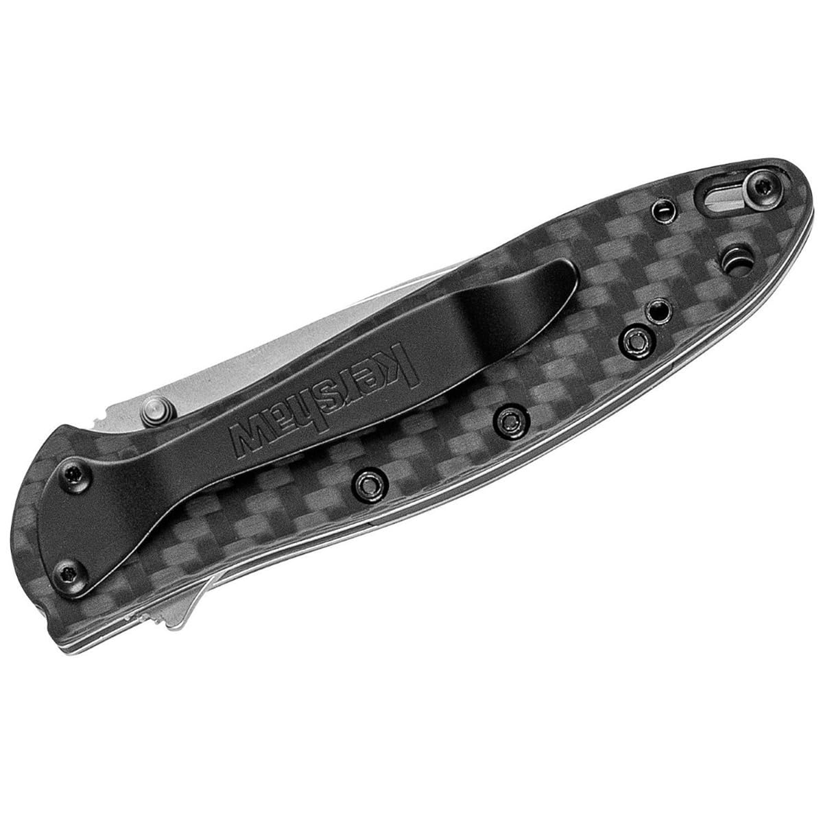 Kershaw Carbon Fiber Leek (1660CF); Pocket Knife with 3 Stonewashed CPM 154 Steel Blade, Black Carbon Fiber Handle, SpeedSafe Assisted Opening, Frame Lock, Tip Lock and Reversible Pocketclip; 2.3 OZ
