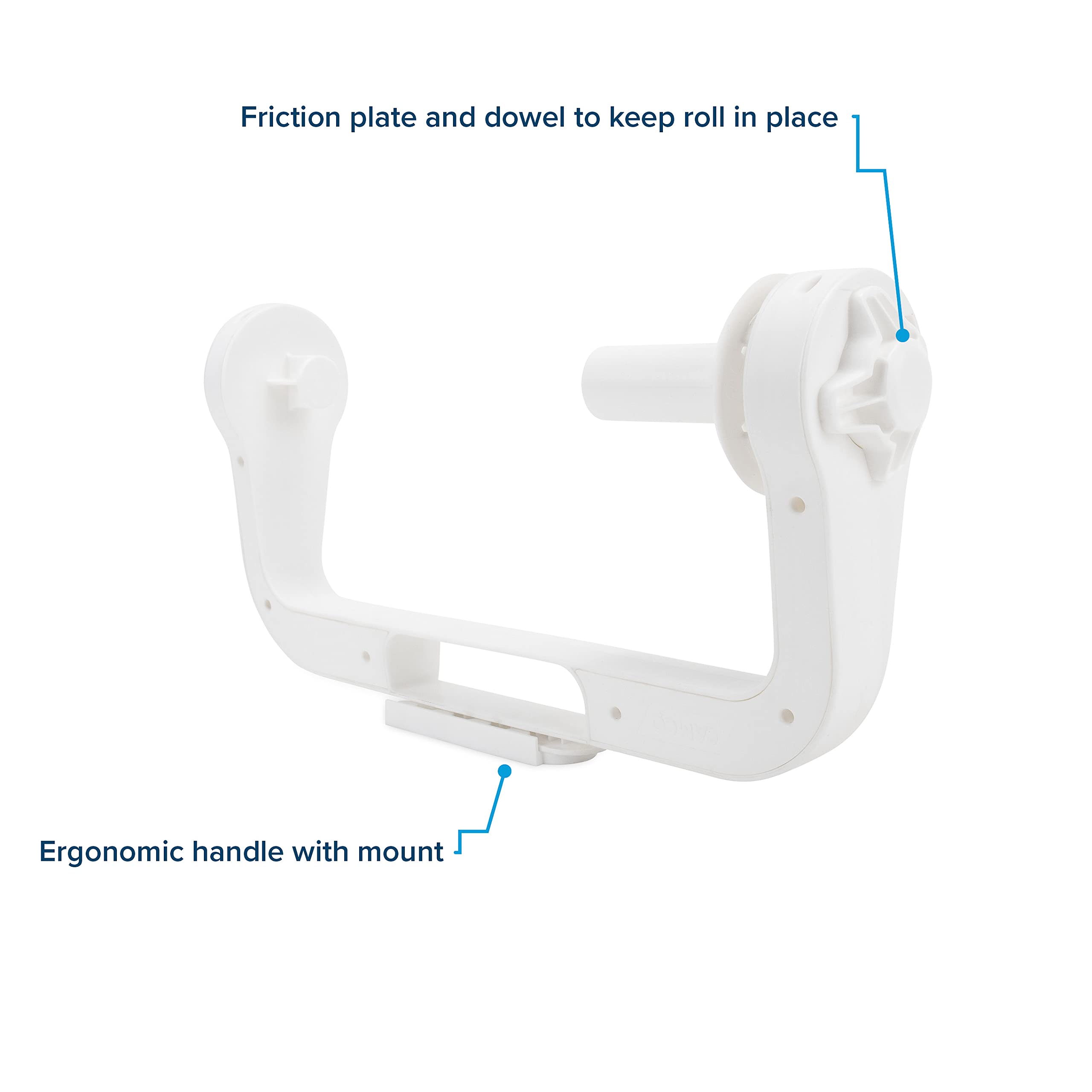 Paper Towel Holder Camco | Ideal for Compact Areas | Features Mountable Design and Adjustable Side Knob | White (57114)