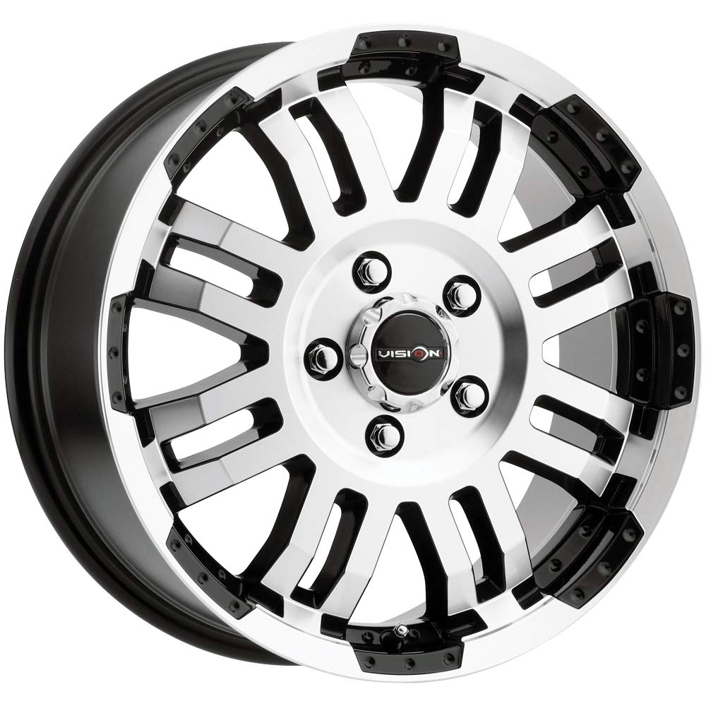375 Vision Warrior Gloss Black Machine Face Wheel Finish (16 x 6.5 inches /5 x 130 mm, 45 mm Offset)