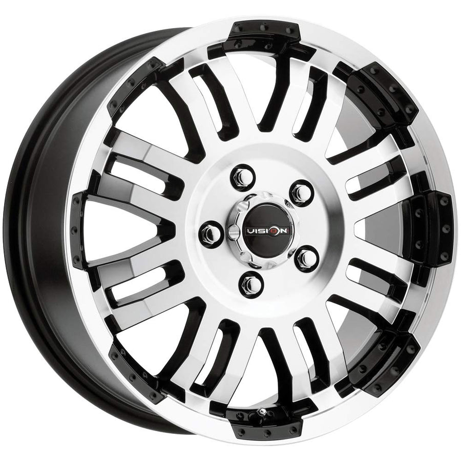375 Vision Warrior Gloss Black Machine Face Wheel Finish (16 x 6.5 inches /5 x 130 mm, 45 mm Offset)