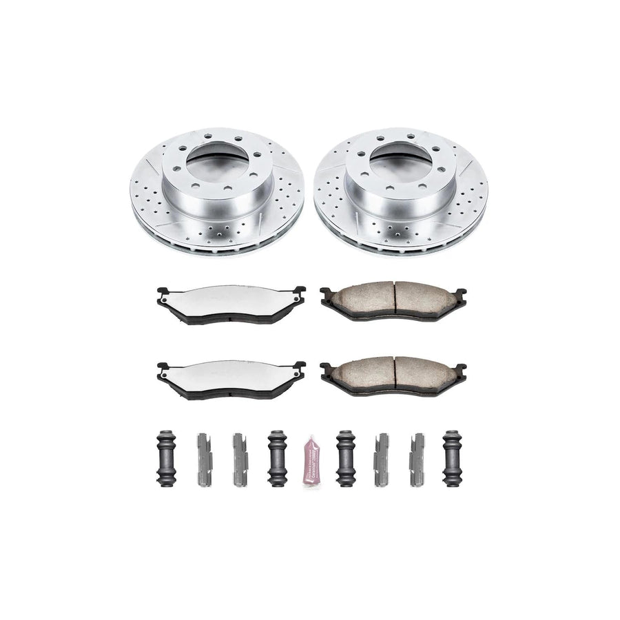 Power Stop K5185-36 Z36 Truck & Tow Front Brake Kit, Ceramic Brake Pads and Drilled/Slotted Brake Rotors For E-550 Econoline Super D, E-550 Super D, F-450 Super Duty, F-550 Super Duty [Model Specific]