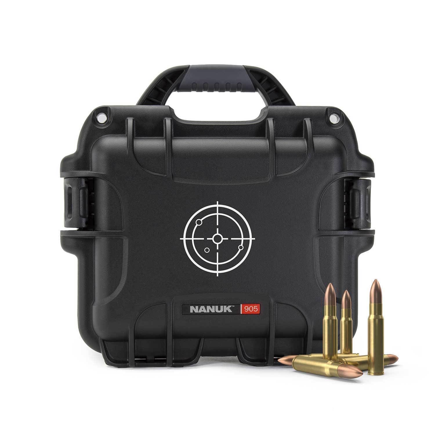 Black Nanuk 905 Waterproof Hard Case for Gun Ammo w/White Target Logo