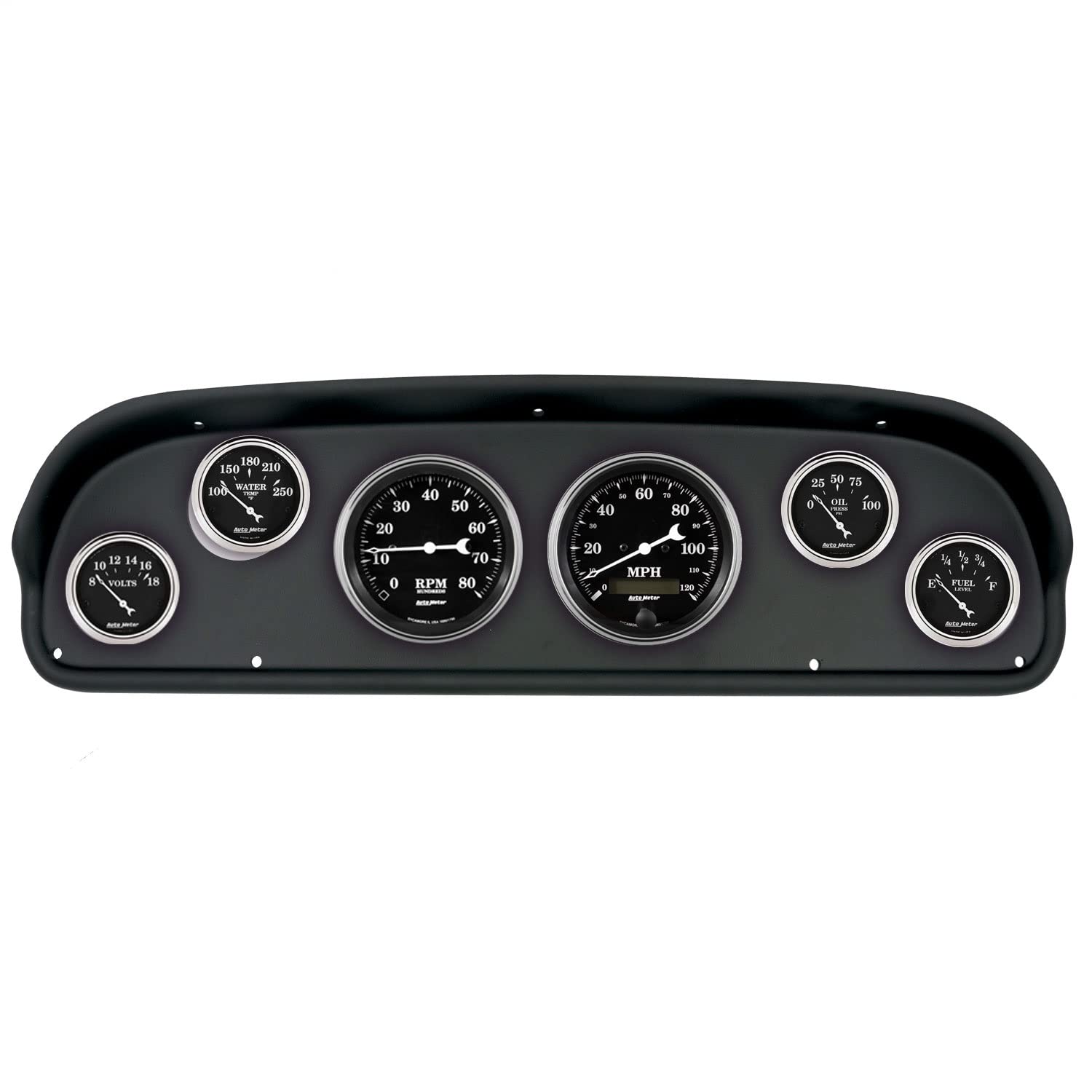 AutoMeter Dash Kit Direct Fit, (3 3/8" X2, 2 1/16" X4), Ford F100 57-60, Old-TYME Black (2101-07)