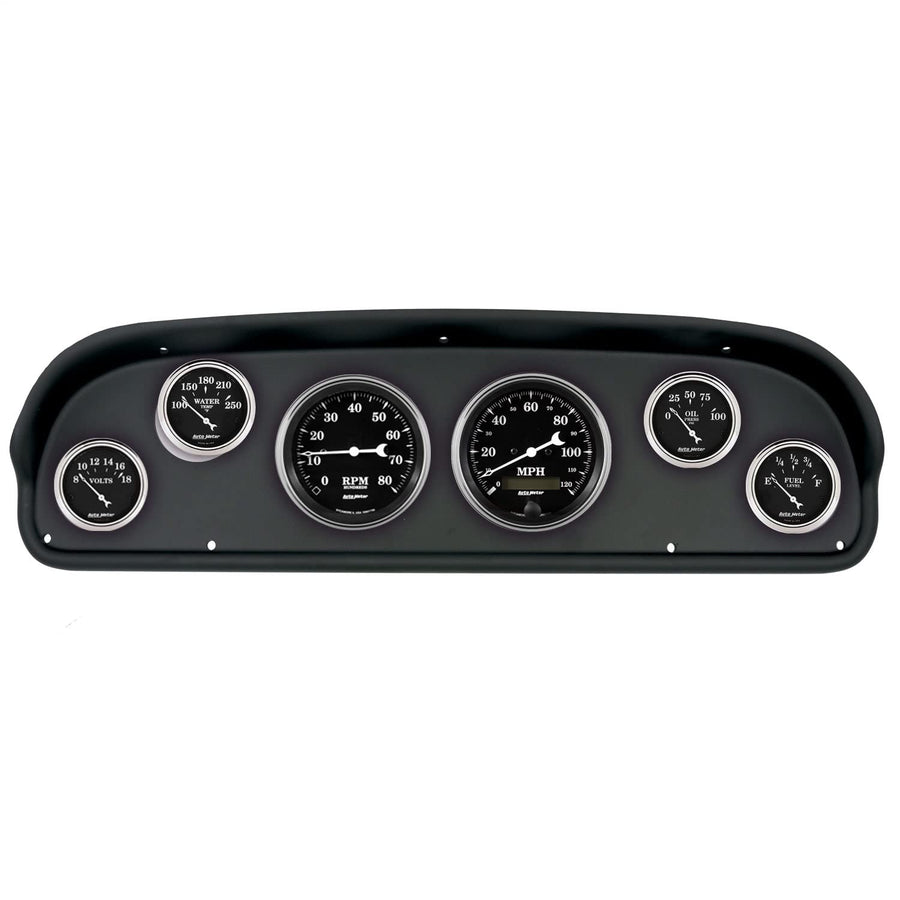 AutoMeter Dash Kit Direct Fit, (3 3/8" X2, 2 1/16" X4), Ford F100 57-60, Old-TYME Black (2101-07)