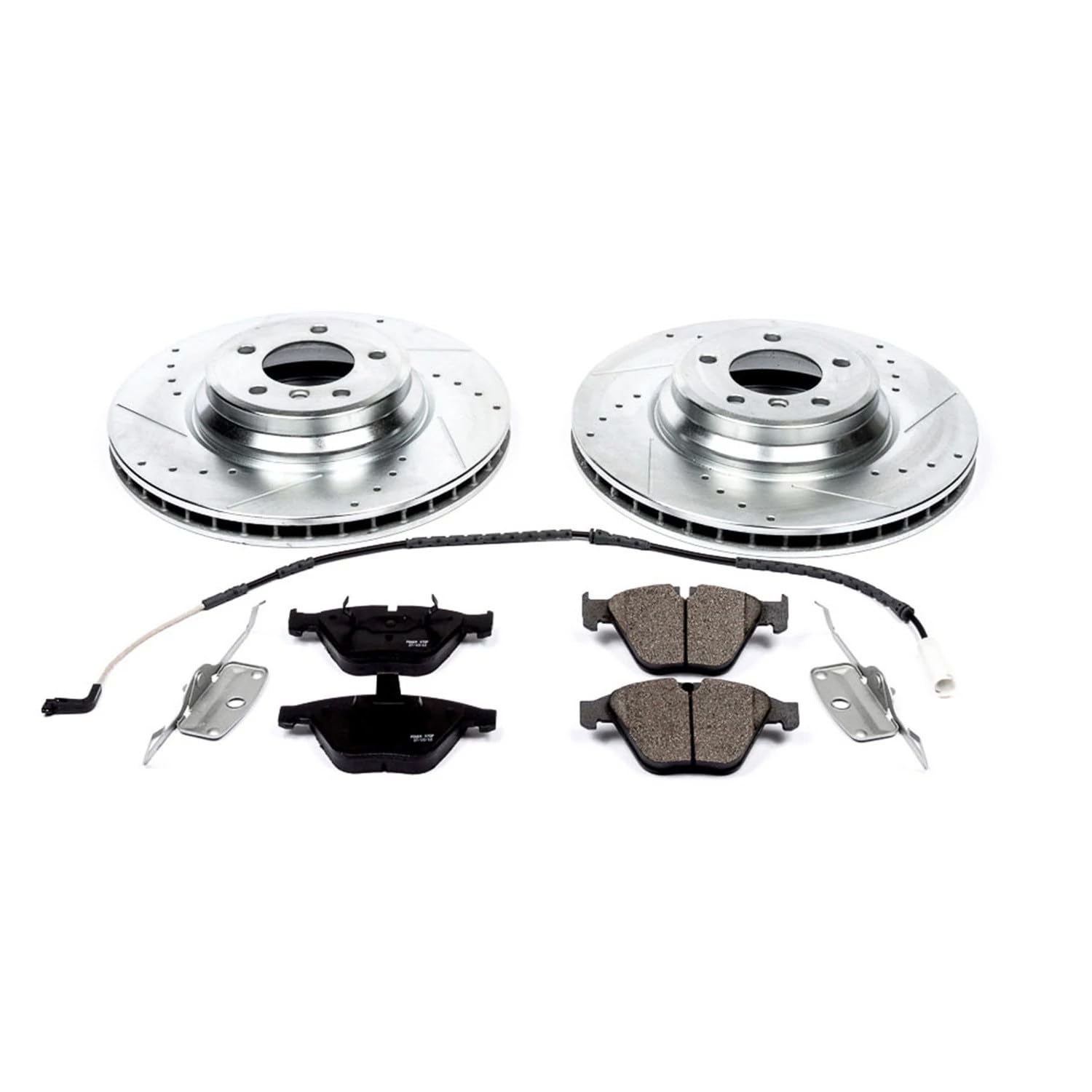 Power Stop K3015 Z23 Carbon Fiber Brake Pads with Drilled & Slotted Brake Rotors Kit For BMW 335i xDrive 2009-2010, BMW 335xi 2007-2008 [Model Specific]