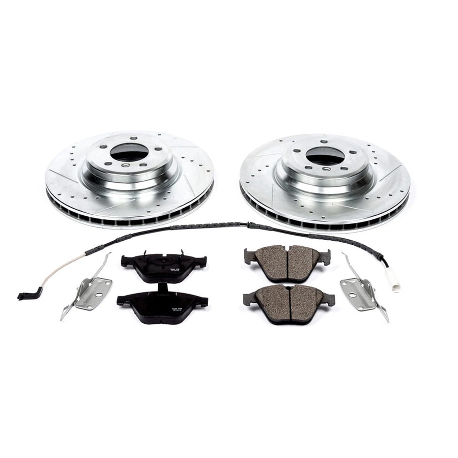 Power Stop K3015 Z23 Carbon Fiber Brake Pads with Drilled & Slotted Brake Rotors Kit For BMW 335i xDrive 2009-2010, BMW 335xi 2007-2008 [Model Specific]