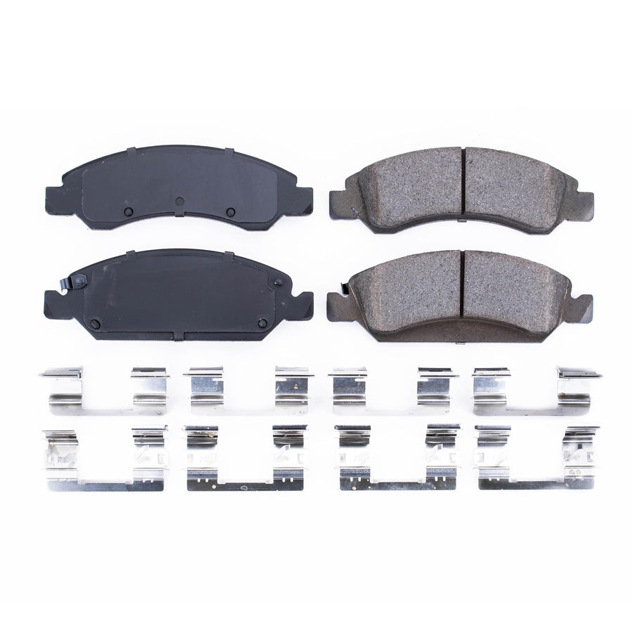 PowerStop Brake Pads Front For Cadillac Escalade 2008-20 |Escalade ESV 2008-20 |Escalade EXT 2008-13 |XTS 2013-19 |Chevrolet Avalanche 2008-13 - Ceramic Brake Pads With Installation Hardware, 17-1363