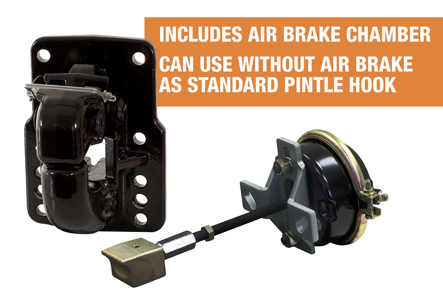 50 Ton Buyers Products Air Compensated Pintle Hook, 10-Hole Mount