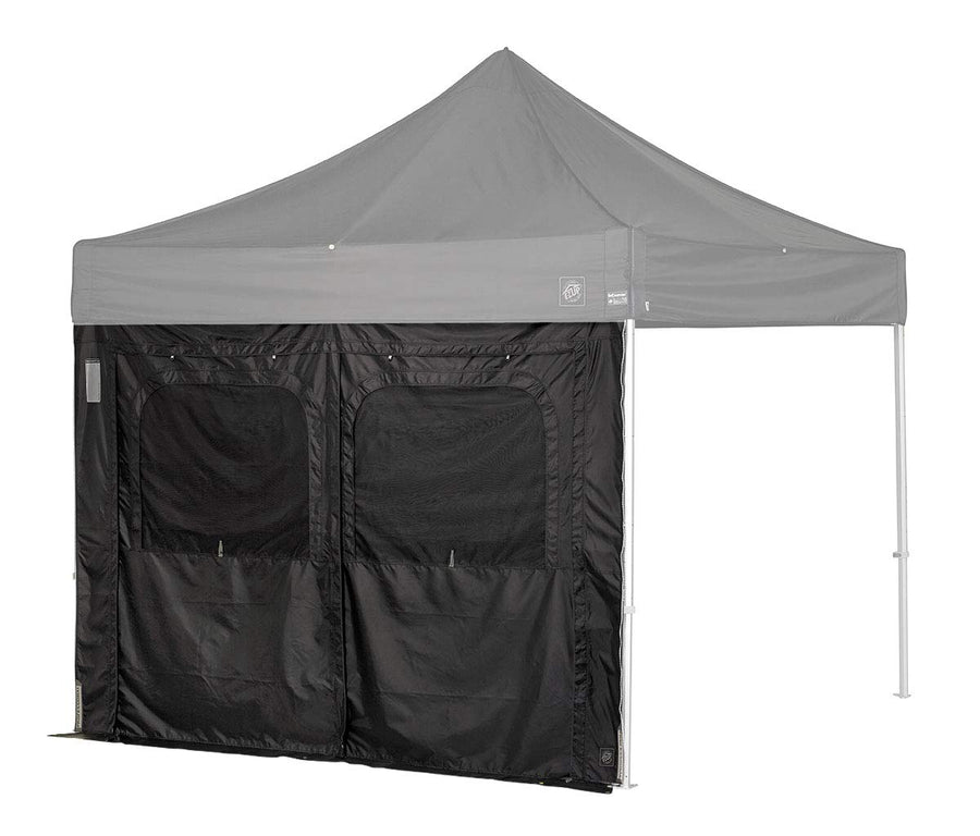 E-Z UP PRO Sidewall Single Utility, Fits 10' Straight Leg, Includes Ground Flap, Double Doors and Roll-Up Screened Windows, Black