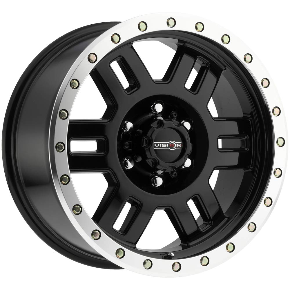 Black VISION OFF-ROAD MANX Wheel with Gloss MACHINED FACE (0 x 9. inches /8 x 180 mm, 12 mm Offset)