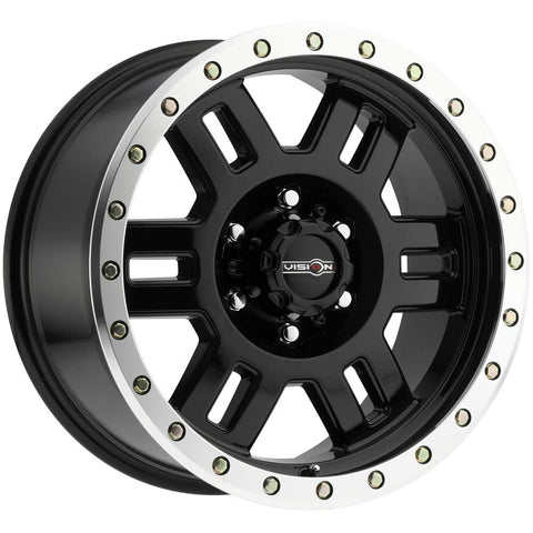 Black VISION OFF-ROAD MANX Wheel with Gloss MACHINED FACE (0 x 9. inches /8 x 180 mm, 12 mm Offset)