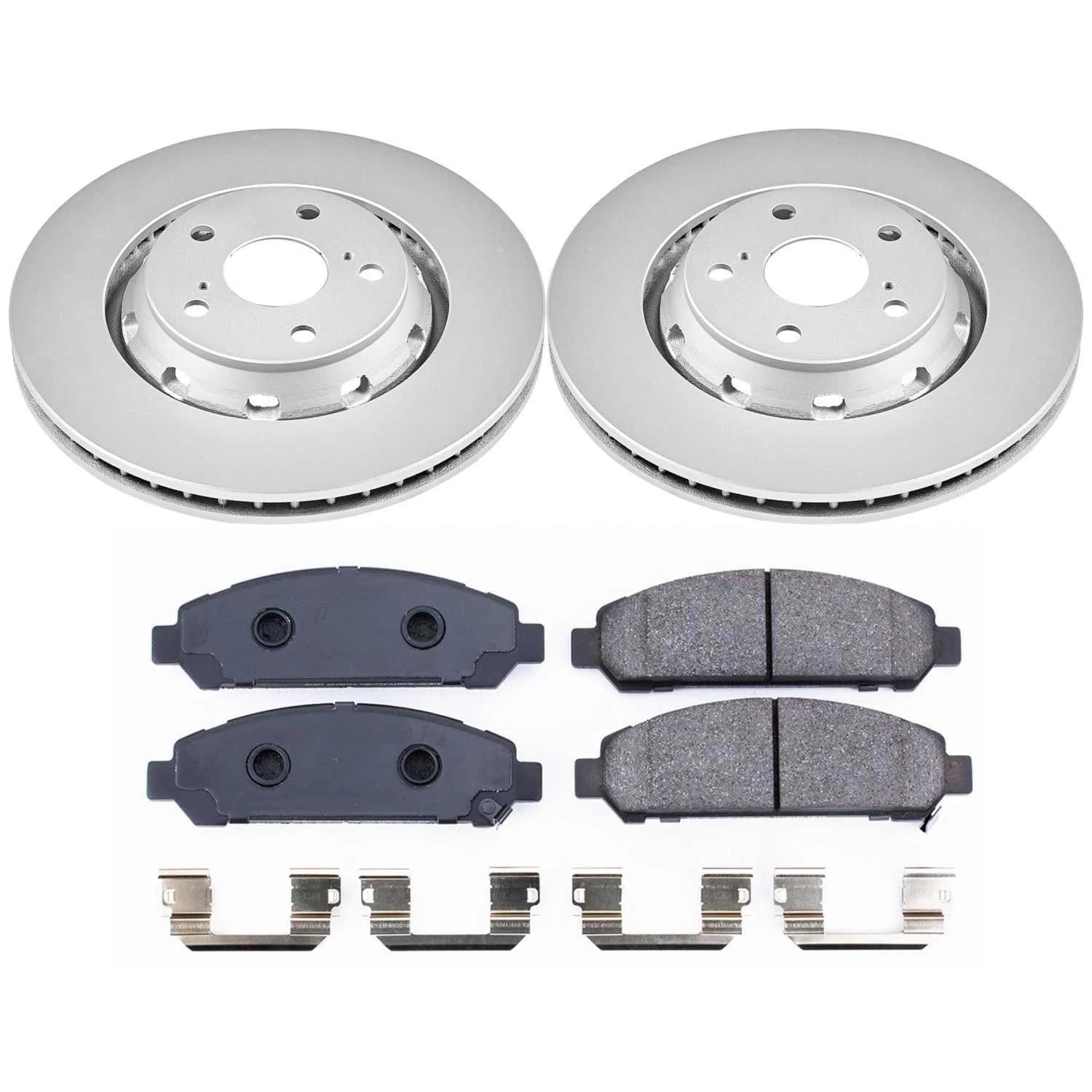 Power Stop Coated CRK5865 Brake Rotor & Ceramic Brake Pads- front For Toyota Venza 2009-2016 [Model Specific]