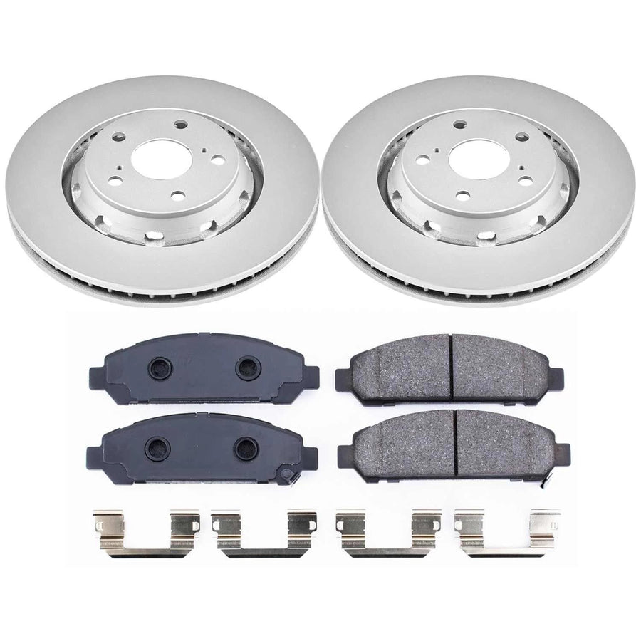 Power Stop Coated CRK5865 Brake Rotor & Ceramic Brake Pads- front For Toyota Venza 2009-2016 [Model Specific]