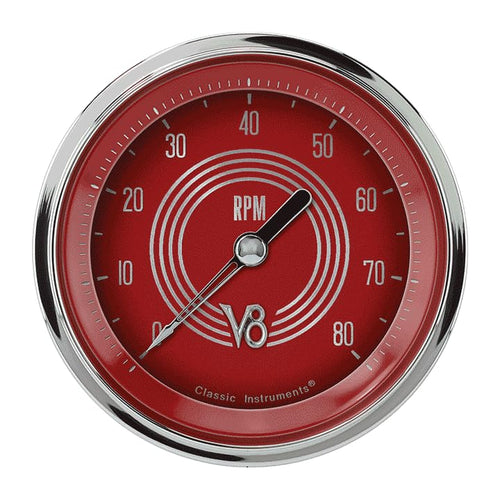 V8 Red Steelie Classic Instruments V8RS80SLF 3In Tachometer 8000RPM