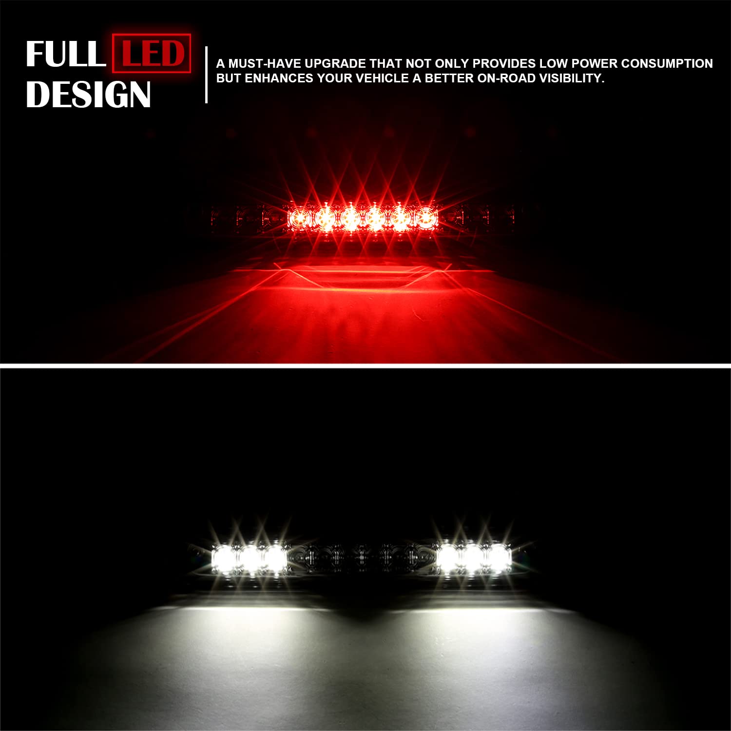 Chrome LED Spec-D Tuning 3rd Brake Light Compatible with 2007-2012 Chevy Silverado, 2007-2012 GMC Sierra 1500/2500/ 3500