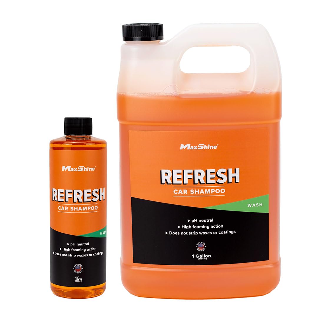Maxshine REOZ16 Car Wash Shampoo, 16oz, White, Grape Scent | pH Neutral, Foaming, Biodegradable | Spot-Free, Streak-Free Finish, Safe for All Surfaces