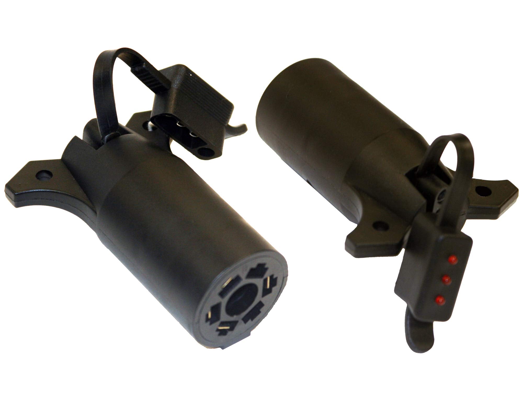 7-Way Buyers Products Flat to 4-Flat Plastic Trailer Connector Adapter with LED Tester