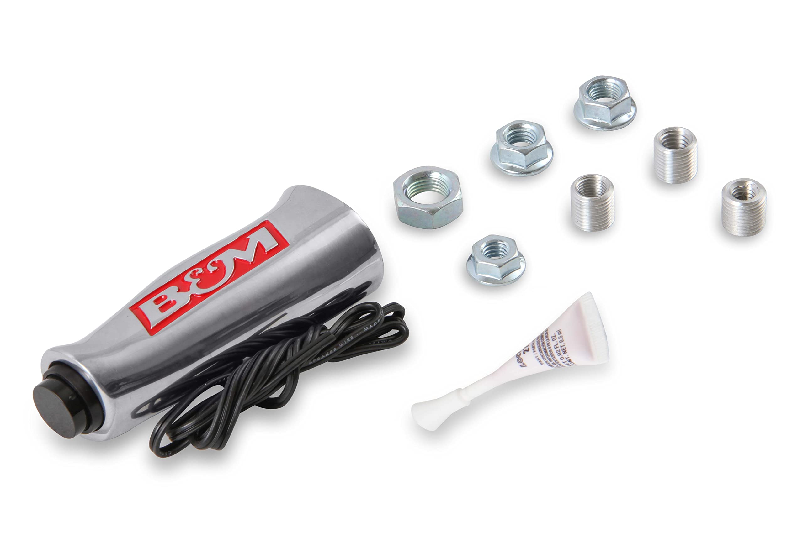 Brushed Aluminum B&M 80658 T-Handle Shifter Grip with Button and SAE Thread Inserts