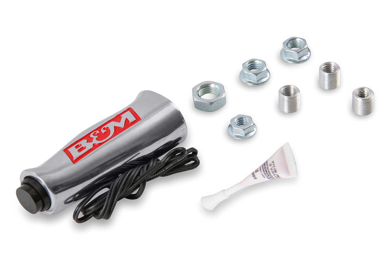 Brushed Aluminum B&M 80658 T-Handle Shifter Grip with Button and SAE Thread Inserts