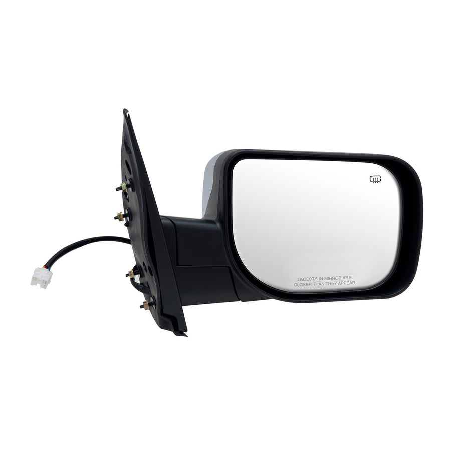 Mirror Passenger Side for Nissan Titan SV Model, Textured Black w/Chrome Cover, Foldaway, Power