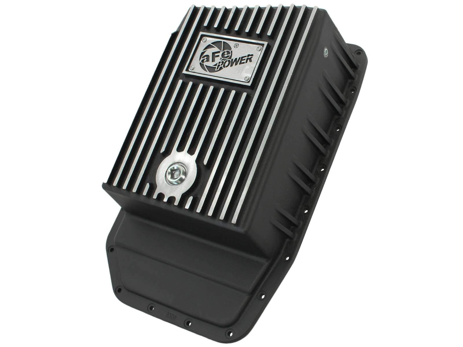 aFe Power 6R80 COV Trans Pan Ford Trucks, 09-15 2.7/3.5/5.0/6.2 Black Mach'd Fins Diff Covers 46-70172