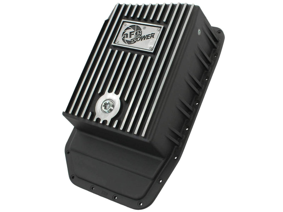 aFe Power 6R80 COV Trans Pan Ford Trucks, 09-15 2.7/3.5/5.0/6.2 Black Mach'd Fins Diff Covers 46-70172