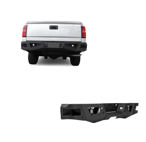 Heavy Duty Black Horse Armour Rear Bumper w/Set of 4in Cube Lights Black Compatible with 19-22 GMC Sierra 1500 LTD|07-18 GMC Sierra 1500|19-21 Silverado 1500 LD|07-18 Silverado 1500-ARB-SI16-KIT