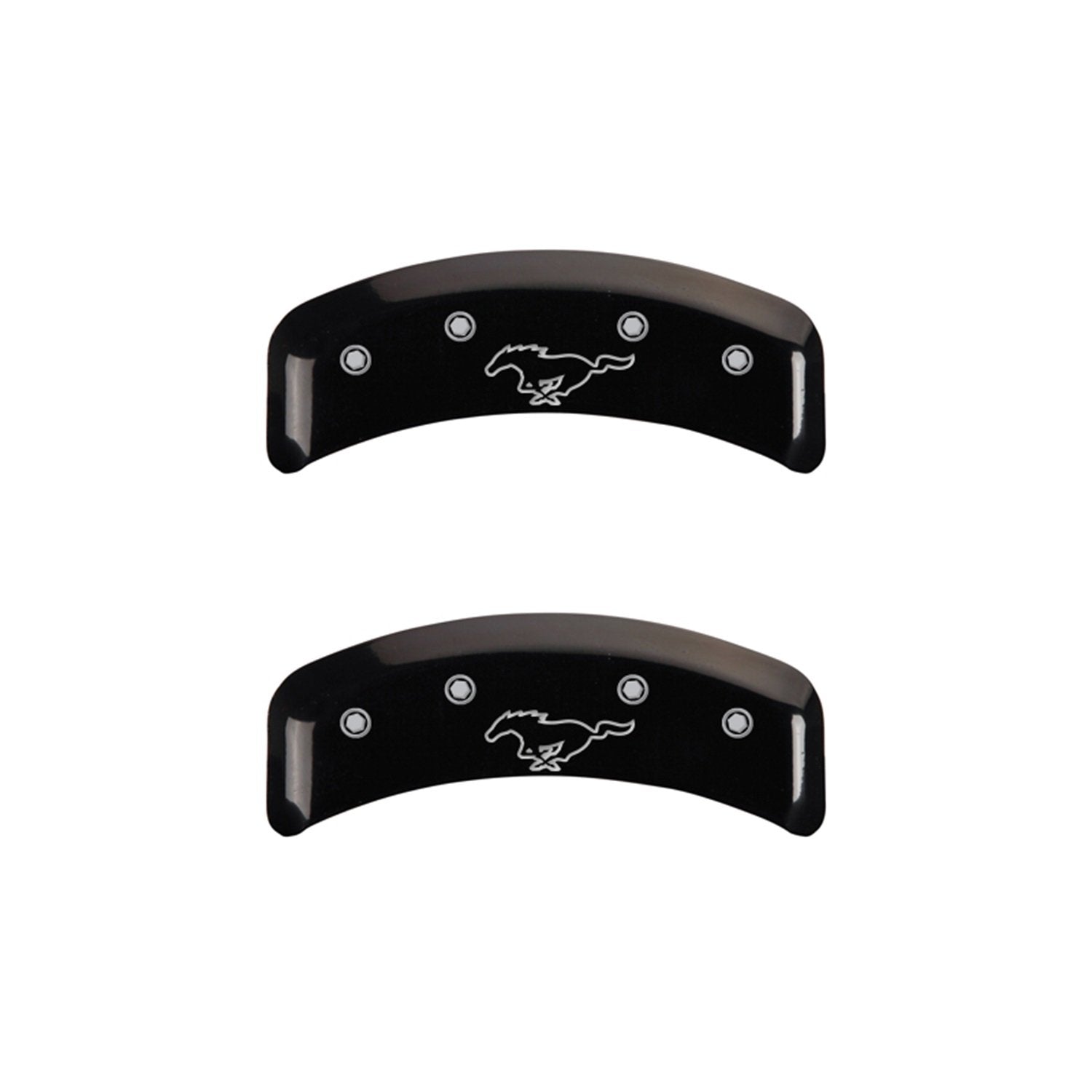 Black MGP Caliper Covers 10095SMPYBK Engraved with Silver Mustang/Pony Logo (Set of 4)
